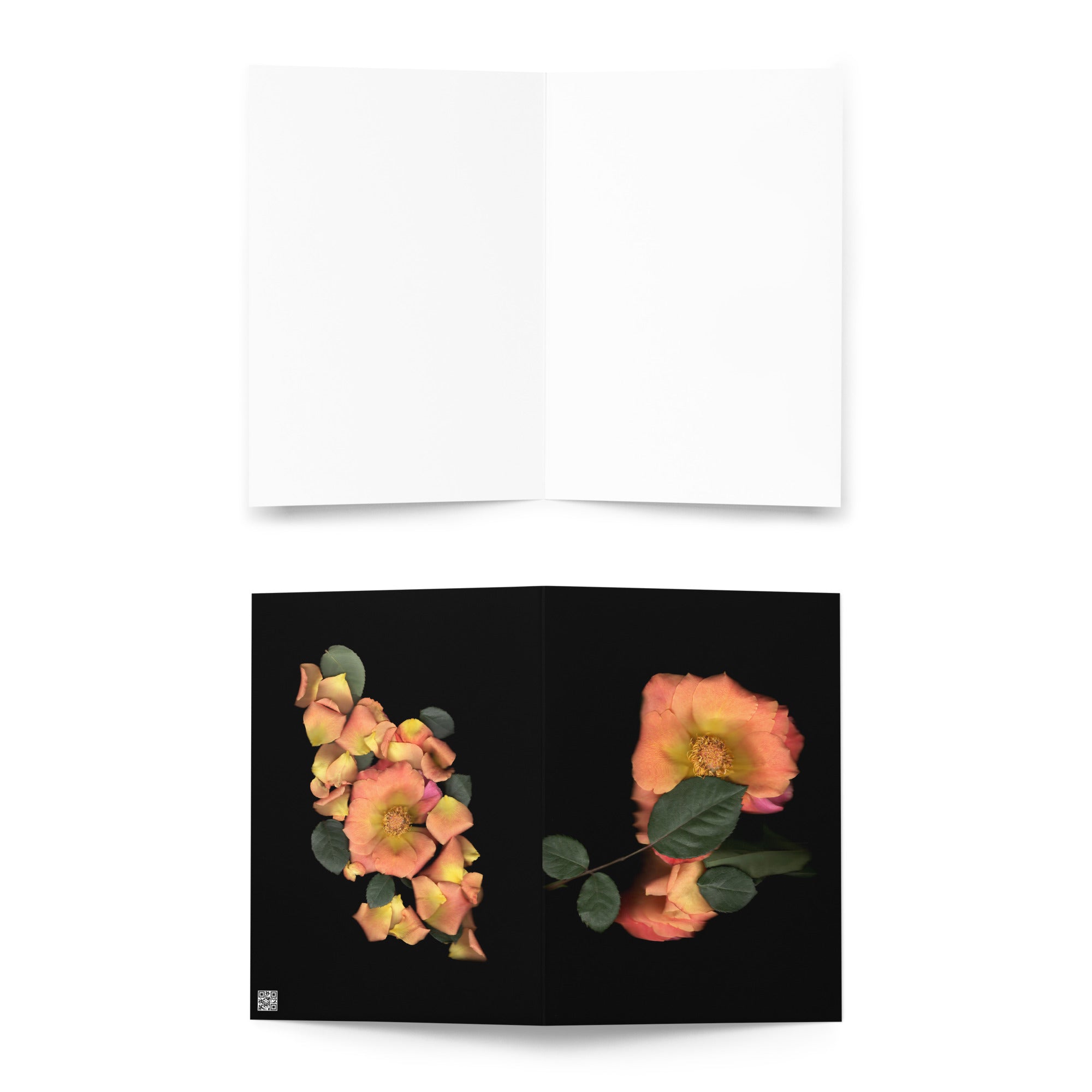 Orange Garden Rose Scanography Dual-Sided Greeting Card