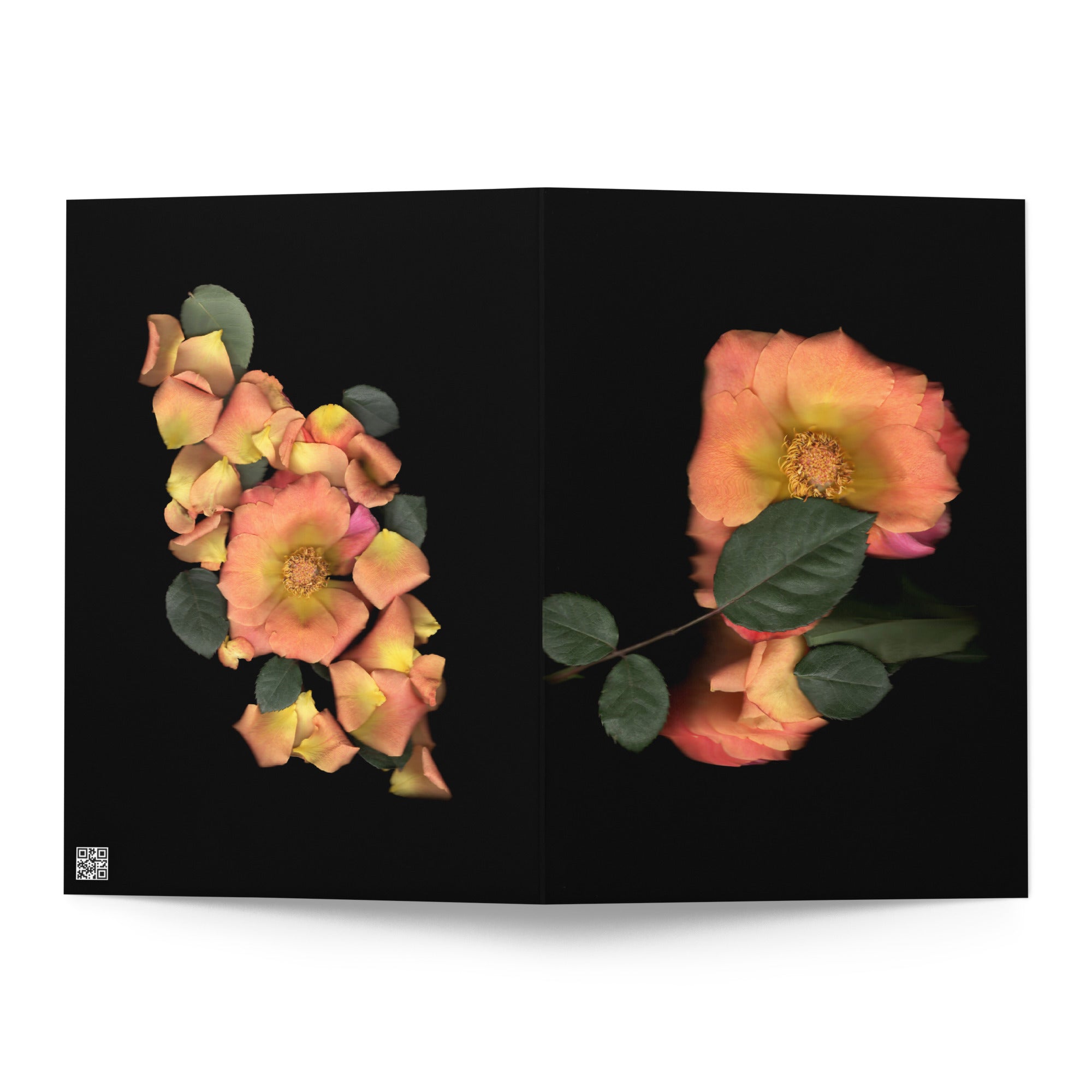 Orange Garden Rose Scanography Dual-Sided Greeting Card
