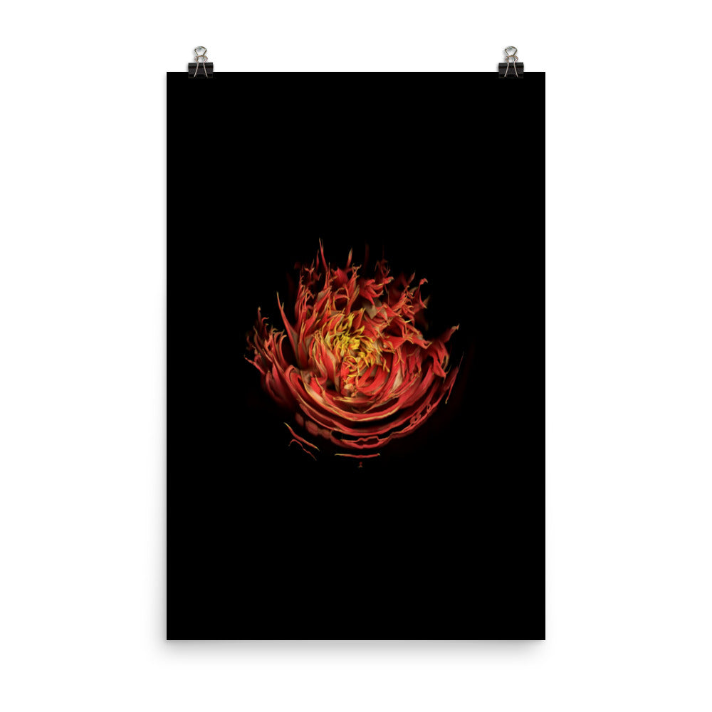 Dahlia Inferno Scanography Premium Luster Photo Paper Print