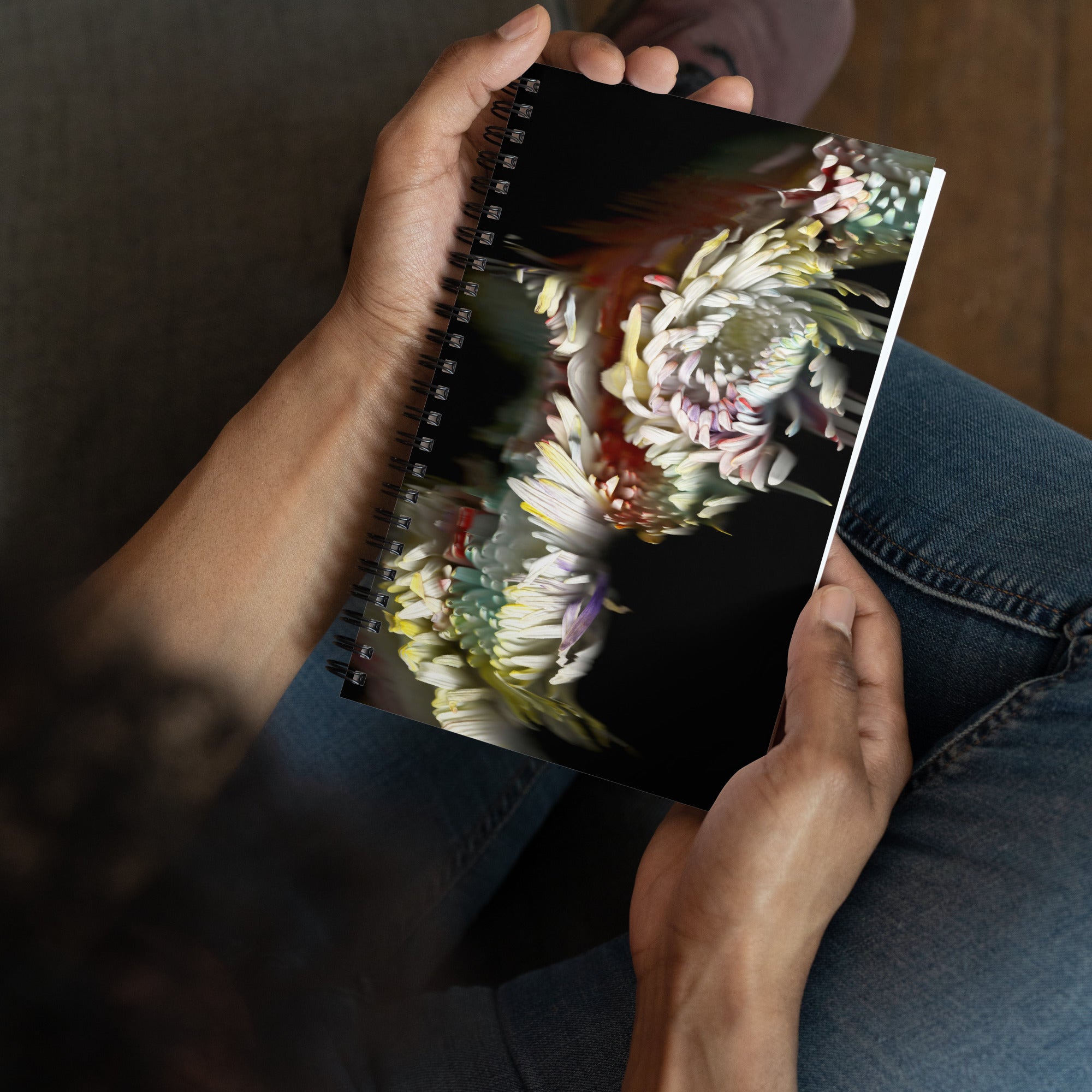 Rainbow Chrysanthemum Scanography Spiral Notebook