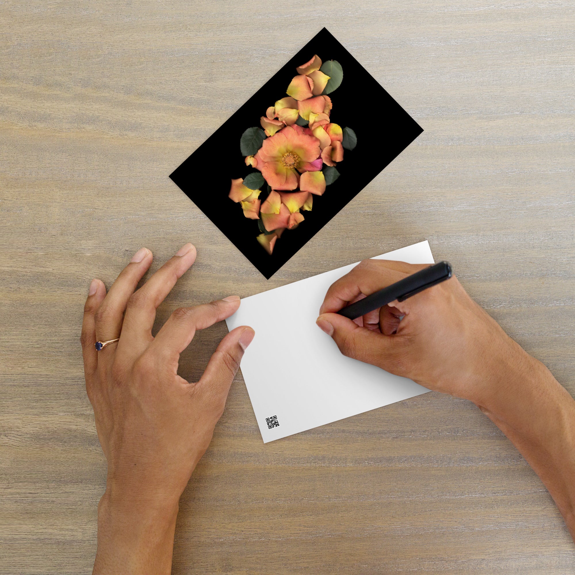 Orange Garden Rose Scanography Postcard